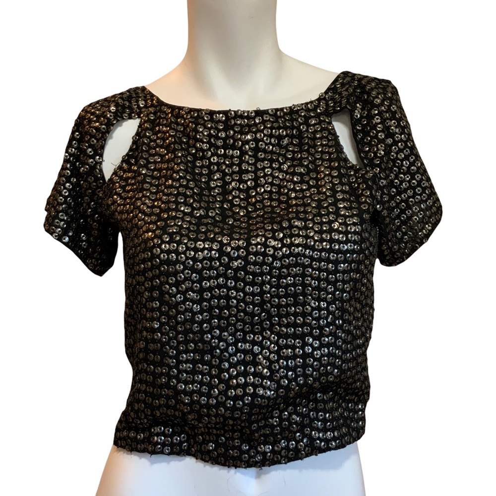 MLV Maison La Vie Sequin Cutout Short Cropped Top size S